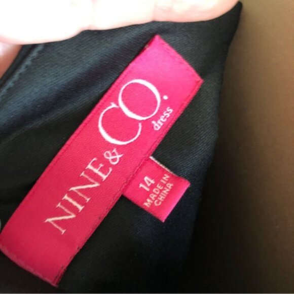 Nine & Co VTG Black Spaghetti Strap Fitted Side Zip Dress Sleeveless Sz.14 - Picture 7 of 15